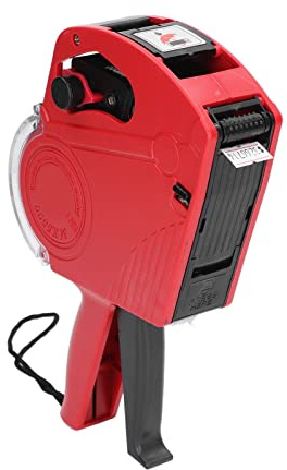 8 Digits Price Tag Gun, Price Label Machine 8 Digits Manual Labeling Machine Price Tag with Cartridge Portable Price Marking, Pricemarker Labels (Red)