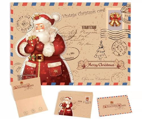 Weihnachtskarten mit Umschlag Set 15 Stück A6 – Nachhaltige Klappkarten aus Kraftpapier mit festlichen Designs, Weihnachtsgrußkarten für Familie, Freunde & Kollegen – Klassisch & stilvoll