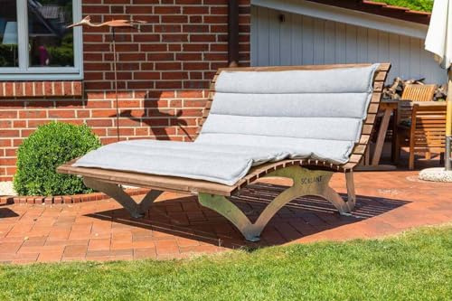 SCALANT Waldsofa Classic mit Auflage hellgrau + Schutzhülle, Thermokiefer, für 2-3 Personen, Sonnenliege, Außenliege, Wellenliege, Relaxliege, Holzliege für den Garten, feuerverzinkt