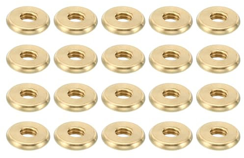 PATIKIL M4x0,7 Laiton Rond Contre-écrou, 20 Paquet Plat Roue Anneau Serrure Écrou Lisse Surface Décoratif pour Meubles et Lumière