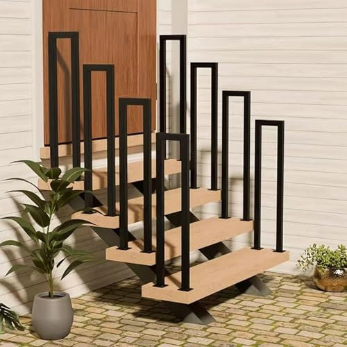 U-förmige Geländer Treppe, Treppengeländer Innen, Treppengeländer Außen, Handlauf Treppe U Form, Geländer Treppe Treppenhandlauf für Balkone Flure Wohnungen Villen (U-Schwarz, 90CM)