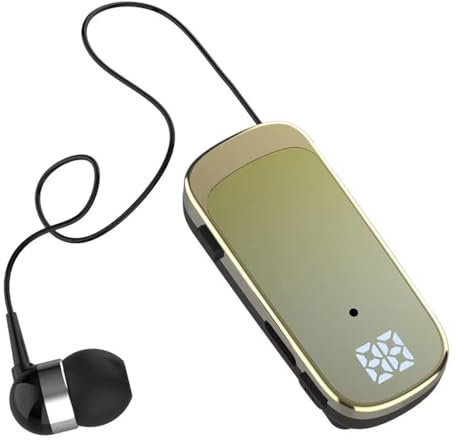 Wireless Bluetooth Headset with Microphone Bluetooth Hands Free Earpiece Single In Ear Work Headphones Blue Tooth Headphones Wired with Mic Clip on Earphones Retractable Men Suit Lapel Clip Ear Phones