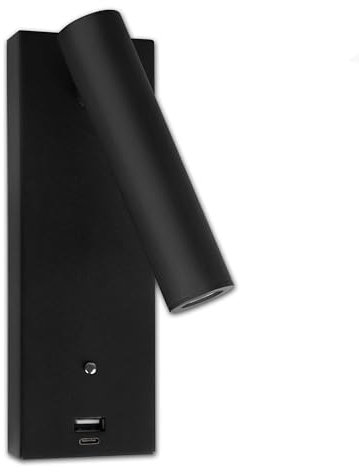 INNOVATE Leselampe Bett Nachttischlampe mit Ladefunktion LED Wandleuchte innen mit Schalter Bettlampe Wandmontage Schlafzimmerlampe Leselicht 165 Lumen 3W LED Bettleuchte USB A und C Anschluss