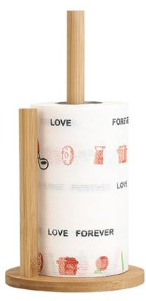 ANCLLO Küchenrollenhalter, Papierturm aus Holz mit Rutschfester Matte, Küche, Schlafzimmer, Badezimmer, runder Papierhandtuchrollenhalter zum Nähen (11,02 x 5,7 Zoll)