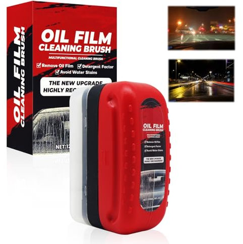 KUIRUNRX® Dissolvants D'huile De Pare-Brise De Voiture, Brosse de Nettoyage Multifonctionnelle, Dissolvant De Film D'huile De Verre Automobile, Brosse Éponge De Nettoyage(1PCS 120ML)