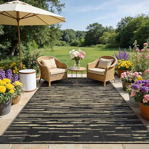 SHACOS Tapis de Terrasse d'Extérieur Imperméable 150x240cm Tapis Exterieur Resistant Pluie Balcon Couverture de Pique-Nique Pliable Portable Tapis de Sol Exterieur en Plastique pour Jardin