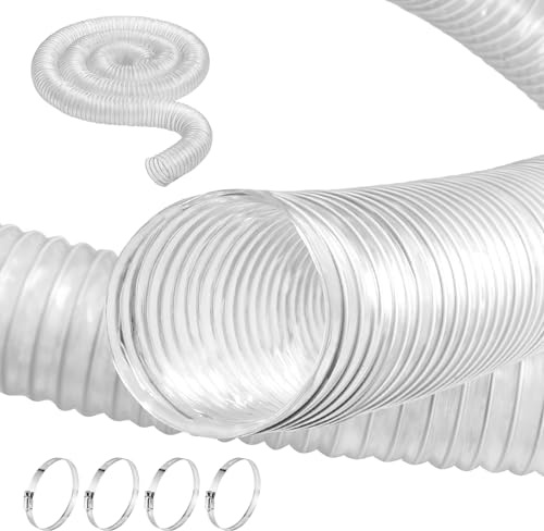 VEVOR Tuyau Flexible d'Aspiration de Collecte de Poussière, 63 mm x 3 m, PVC Épais, Transparent, avec Bobine de Fil, 4 Colliers de Serrage, Dépoussiérage pour Scie à Table, Raboteuse, Dégauchisseuse