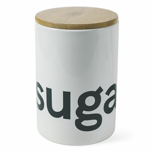 Barattolo zucchero 750 ml in ceramica, coperchio in bambù, Bamboo