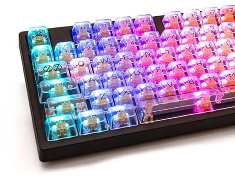 KOVNISE Capuchons de Touches Transparents - Capuchons de Clavier mécaniques Transparents et translucides - Compatibilité Universelle pour Clavier à 100%, 75%, 65%, 60% (Blanc Cristal)