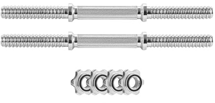 Phoenix Fitness 35cm Dumbbell Bars - Pair of 1” Dumbbell Handles with 4x Spinlock Collars & Optional Barbell Connector for Weightlifting and Strength Training at Home & Gym - Solid Steel, 35cm