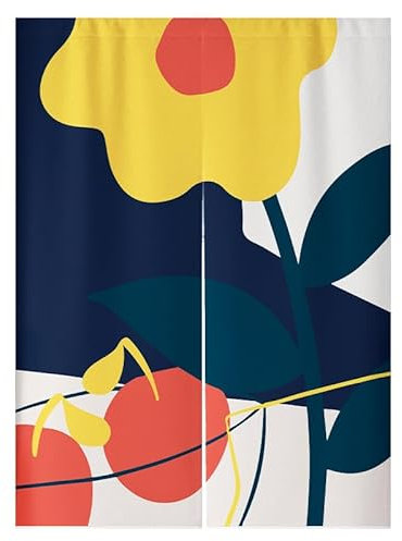 Küchenvorhänge Gelbe Blumen Blau Scheibengardinen Polyester Vorhänge Kurz Waschbar Raumteiler Vorhang Türvorhang Langlebig Küchenvorhang Kurze Gardinen Verdickung Tür Vorhang 70x150