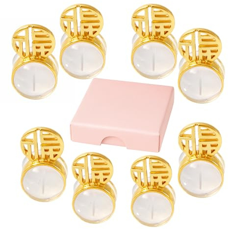 Cris Vida Valor – 4 Pares de Tuercas Pendientes Elevadores Diseño Chino FU | Cierres Anticaída para Lóbulos Caídos y Orejas Rasgadas | Tuercas levantadores hipoalergénicos | Caja Regalo Premium