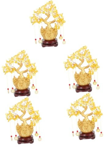 Amosfun 5 Piezas Adorno De Vaca Lechera Decoración De La Kawaii Cristales De Chakras Decoración De Oficina Árbol del Dinero Decoraciones De Feng Shui para El Hogar El Plastico