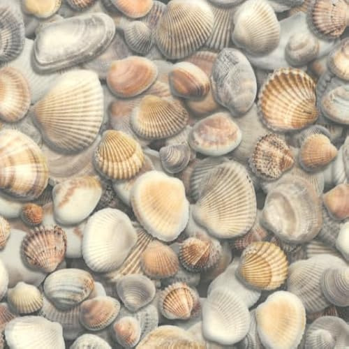 Sol Vinyle Textile Relief - Imprimé Coquillages - Rouleau de 2m x 2m