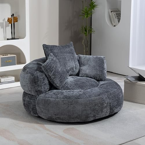 Lazy Sofa Durable Komfort Lounger hohen Rücken Sitzsack Stuhl Couch mit DREI Kissen für Erwachsene und Kinder, Single Gaming Sofa Stuhl für Schlafzimmer (Grau)
