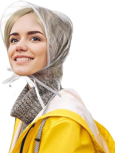 PAIKIUU Bonnet de pluie pour femme avec visière en plastique imperméable pour protéger les cheveux - Pour les activités de plein air, Blanc., 30