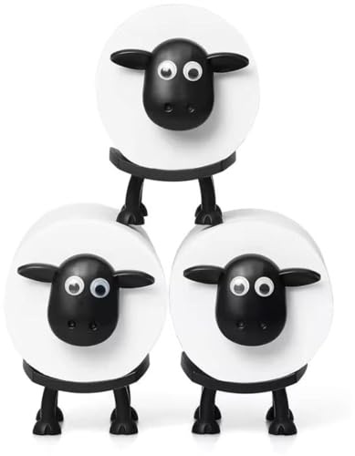 Toilettenpapierhalter mit Schaf, lustig, freistehend, 3D-Druck, schwarzer Schaf, Toilettenpapierhalter, niedliche Badezimmer-Aufbewahrung, 3er-Set (3 Stück)