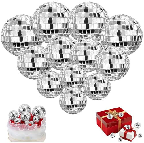 12 mini sfere da discoteca, palline decorative fai da te adatte per alberi di Natale, torte, luci, feste