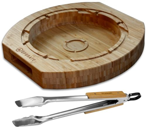 Upgrate BBQ Chef Board Schneidbrett im Set mit Feuergott Mehrzweckzange, Hackbrett, Servierbrett für Grill, BBQ kompatibel mit Weber GBS System mit verschiedensten Utensilien