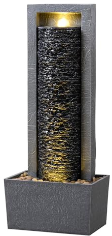 Teamson Home Fontaine de Jardin Haute Cascade exterieure LED Roche superposee Patio Durable Gris Fonce | LED, Roche superposée, Patio, Durable