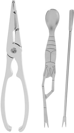 UKCOCO Set Utensili per Granchi in Acciaio 3 Pezzi Impugnatura Antiscivolo per Cucina e Ristoranti per Aragoste e Granchi