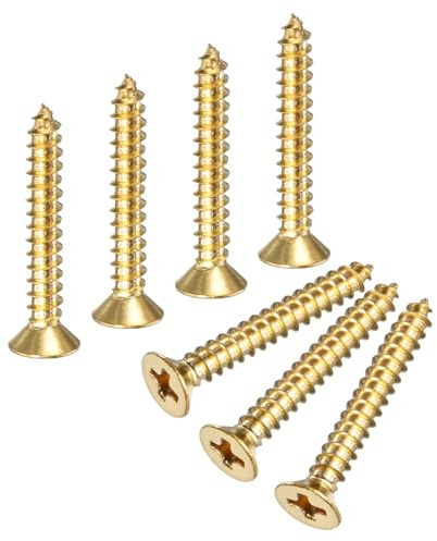 M METERXITY 50-Pack Brass Wood Screws M3.5x25mm | Phillips Flat Head Self-Tapping, for Door Hinges, Woodworking, Furniture Repair, Gardening, DIY Crafts Decorative