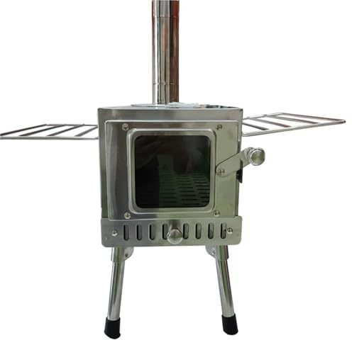 HYRTEFBN Camping Tent Stove With Chimney Collapsible Wood Burning Stove Stainless Steel Outdoor Tent Heater Portable Firewood Stove(05)