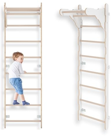 MAMOI Telaio da arrampicata per interni, parete a pioli per la cameretta dei bambini, anelli da ginnastica per bambini, per arrampicata, arrampicata e attrezzature da gioco, attrezzi da ginnastica con