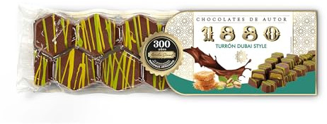 1880 Turrón Chocolates de Autor Estilo Dubái con Pistacho, 200 g | Elaborado con masa kataifi, hecho en España, ideal para regalar, para compartir o como capricho, dulce navideño