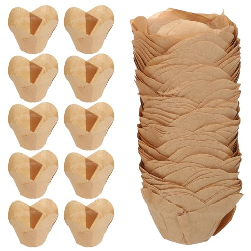 Toyvian 200piezas Capacillos para Cupcakes Forma de Tulipán de Papel Unidades para Hornear Muffins para Bodas Cumpleaños y Showers