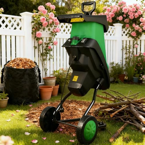Sushangmao Trituradora De Jardín Eléctrica De 2400 W, Astilladora De Madera, con 2 Juegos De Cuchillas De Acero Al Manganeso Y Bolsa Recolectora De 50 L, Tritura Ramas De hasta 40 Mm/1,57