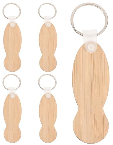 CONGARTENO Shopping Trolley Tokens Key Rings Set of 5, Portable Grocery Cart Release Keys Natural Material, Hanging Keychain Accessories for Supermarket Use