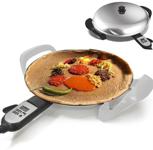 Piastra Elettrica per Crepes, Antiaderente, Controllo Temperatura Regolabile, Padella Elettrica a Riscaldamento Uniforme per Roti, Pancake, Tortillas, Uso Domestico