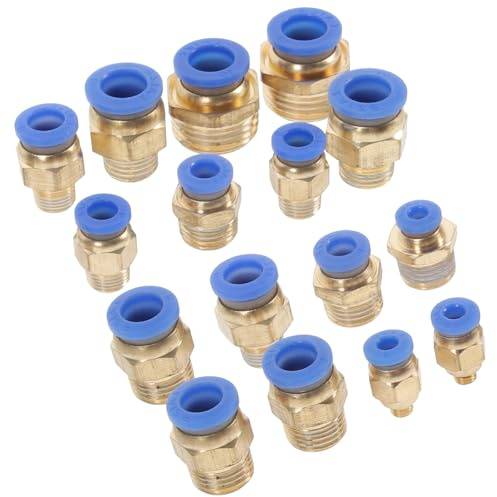 RUNROTOO Kit de 16 Pièces de Raccords Rapides Pneumatiques pour Tuyau Air Comprimé, Connecteurs en Abs et Cuivre, Installation Fiable et Rapide pour Compresseur D'air