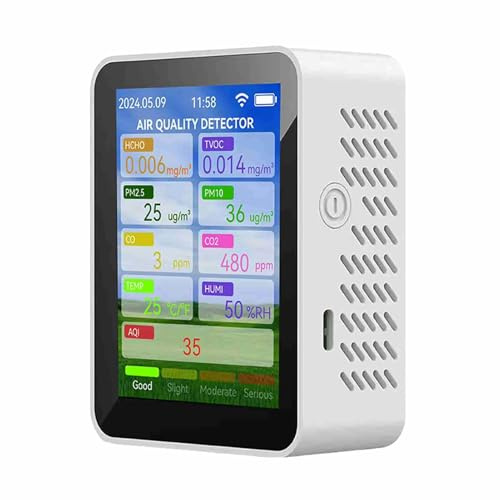 Natural Gas Detector， WiFi Multifunctional Air Quality Meter Household HCHO TVOC Carbon Monoxide CO2 PM2.5 PM10 Tester Humidity Detector