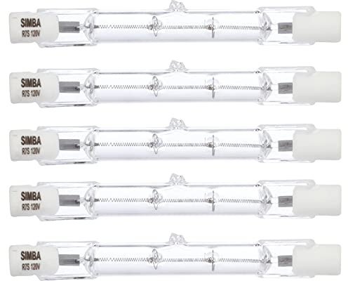 Simba Lighting Halogen R7S 78mm T3 100W Dimmable 800lm (5 Pack) J Type Linear Double Ended Floodlight Bulb 360º Beam Angle 120V for Work, Security, Landscape Lights, Floor Lamps, Warm White 2700K