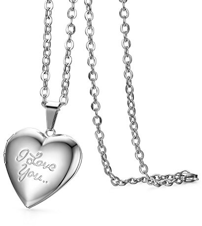 JewelryWe Herz Medaillon Halskette Damen: Edelstahl Herz Foto Medaillon zum Öffnen Herzanhänger Photo Bilder befüllbar Amulett Kette mit Herz Anhänger Geschenk für Frau Mutter Tochter Freundin