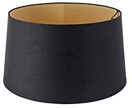 QAZQA Modern Baumwolle Baumwolllampenschirm schwarz 40I35I22 mit Gold I Messingener Innenseite,