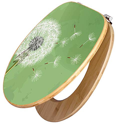 banjado Design WC Sitz Bambus 45x37,5cm / Toilettendeckel Holz/hochwertiger Toilettensitz/Bambus-Toilettendeckel für alle gängigen Toiletten - Pusteblume 3