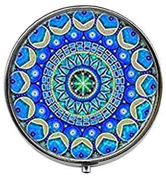 Boîte à pilules en verre Motif mandala géométrique sacrée