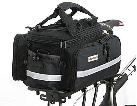 Fahrradtasche Hochwertige doppelte wasserdichte Fahrrad-Rücksitz-Gepäck-Multifunktions-Fahrrad-Koffer mit großer Kapazität, geeignet for Fahrradreisen Fahrrad Bhelf Satteltasche ( Color : Black )