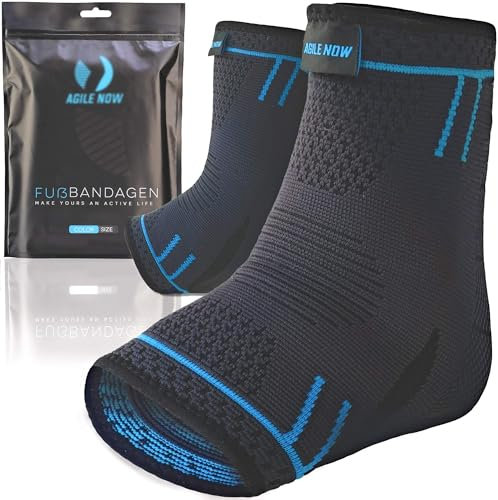 AGILE NOW® Sprunggelenkbandage 2er Set stabilisiert die Knöchel & schützt die Gelenke – Knöchelbandage für Damen & Herren – rutschfeste & atmungsaktive Fußbandage – passt in jeden Schuh (XL | Blau)