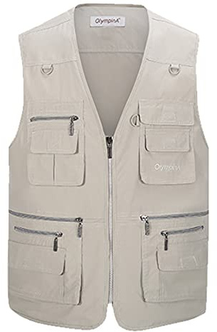 Hwalleum Herren Leichte Freizeitweste, Outdoor, Herren, mehrere Taschen, Weste, Casual, Sportjacke, Journalisten, atmungsaktiv, langlebig, ärmellos, für Camping, Angeln, Jagd, Fotografie