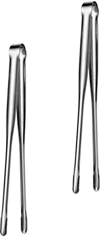UPKOCH 2PCS 304 Stainless Steel BBQ Tongs 12 Inch, Professional Grill Utensils for Japanese/Korean Cooking, Non-Slip Ergonomic Handle with Heat-Resistant Grip (Silver)