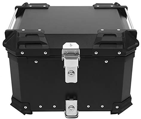 BIKING Motorrad Heckbox, Reise Aufbewahrungsbox Legierung Aufbewahrungsbox Motorrad Kofferraum Universal Top Case (Schwarz, 45L)