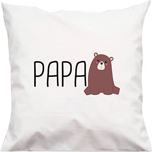 Kleckerliese Kinder Kissen Papabär Papa Bär Kissenbezug Weiss Kissenhülle 40x40 cm