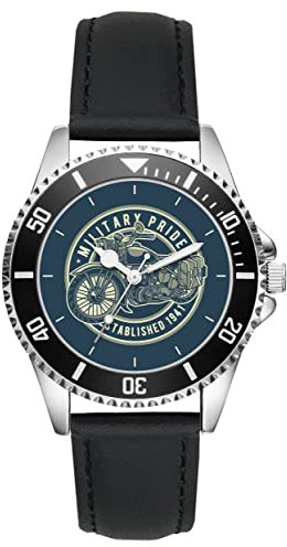 KIESENBERG Herrenuhr Armee Wehrmacht Motorrad Fan Armbanduhr Geschenk Analog Quartz Lederarmband Uhr L-21256