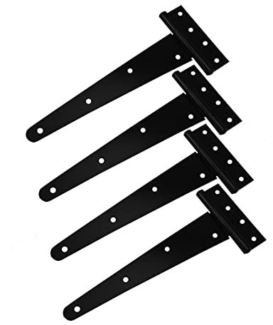 10 Zoll Torscharniere Schwerlast T-Scharniere 245mm T-Scharnier aus Stahl für Holztür Garten Baracke Lagerhaus Schwarz 4 Stück