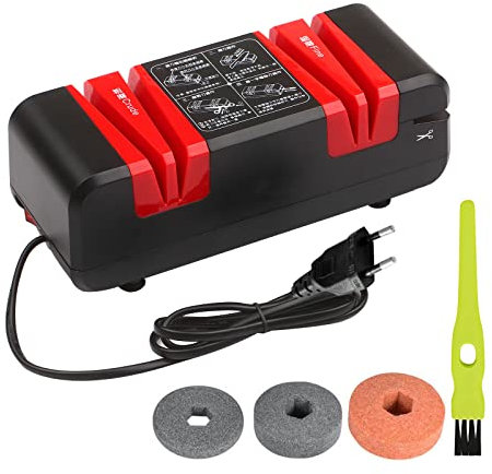 Mulcort Aiguiseur de couteaux électrique professionnel Affûteurs de coupe automatiques multifonctionnels avec biseau de 15 degrés rainures brutes et fines pour couteaux dentelés droits