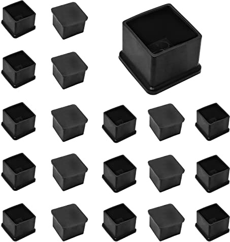 Cjueiom Chair Leg Floor Protectors, 20mm Square, Black, 20pcs